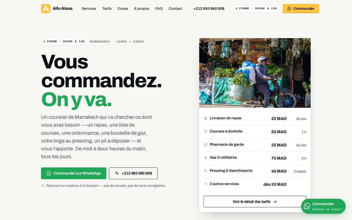 Page d'accueil de alloaissa.com sur ordinateur, capture du site en ligne